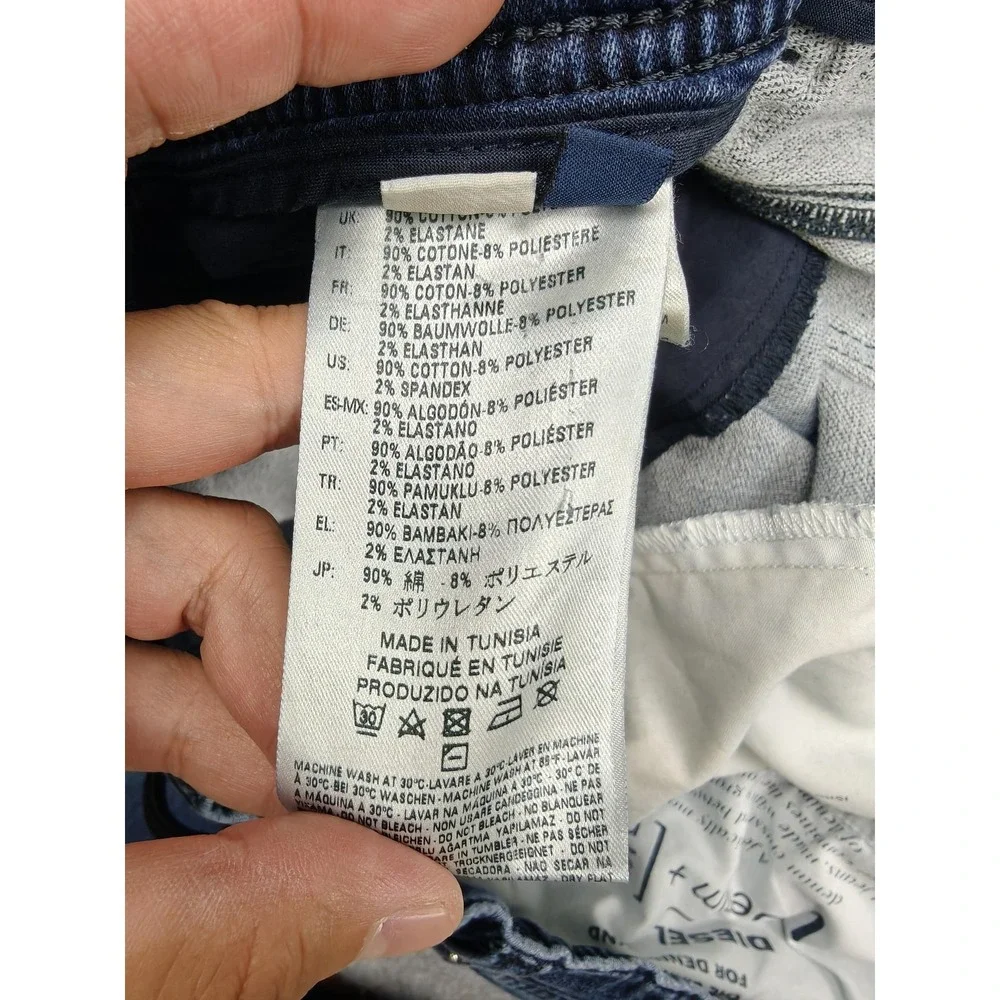 Diesel Narrot Denim + Sweat Jeans Mens 36x30 Blue Distressed Relaxed Tapered